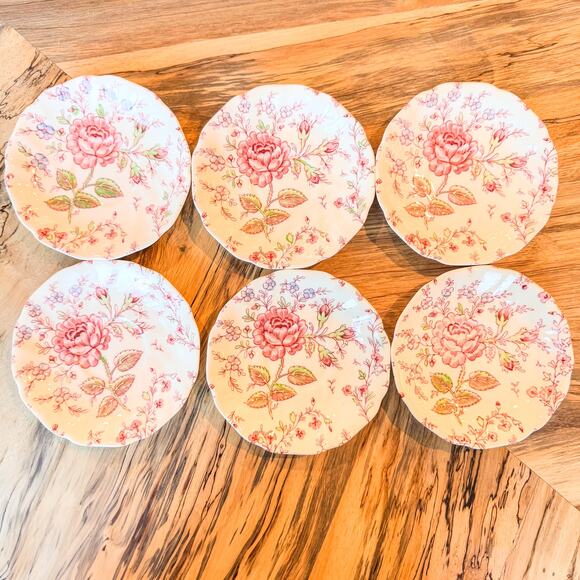 Set of 6-Johnson Brothers, 1930’s Rose Chintz Collection, Saucers, 5.75” - Picture 7 of 10